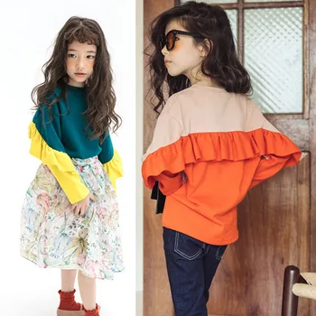 

school little girls tops kids khaki blue autumn spring t-shirt big girls t shirt for girls kid 12 years 14 16 10 8 6 4 clothes