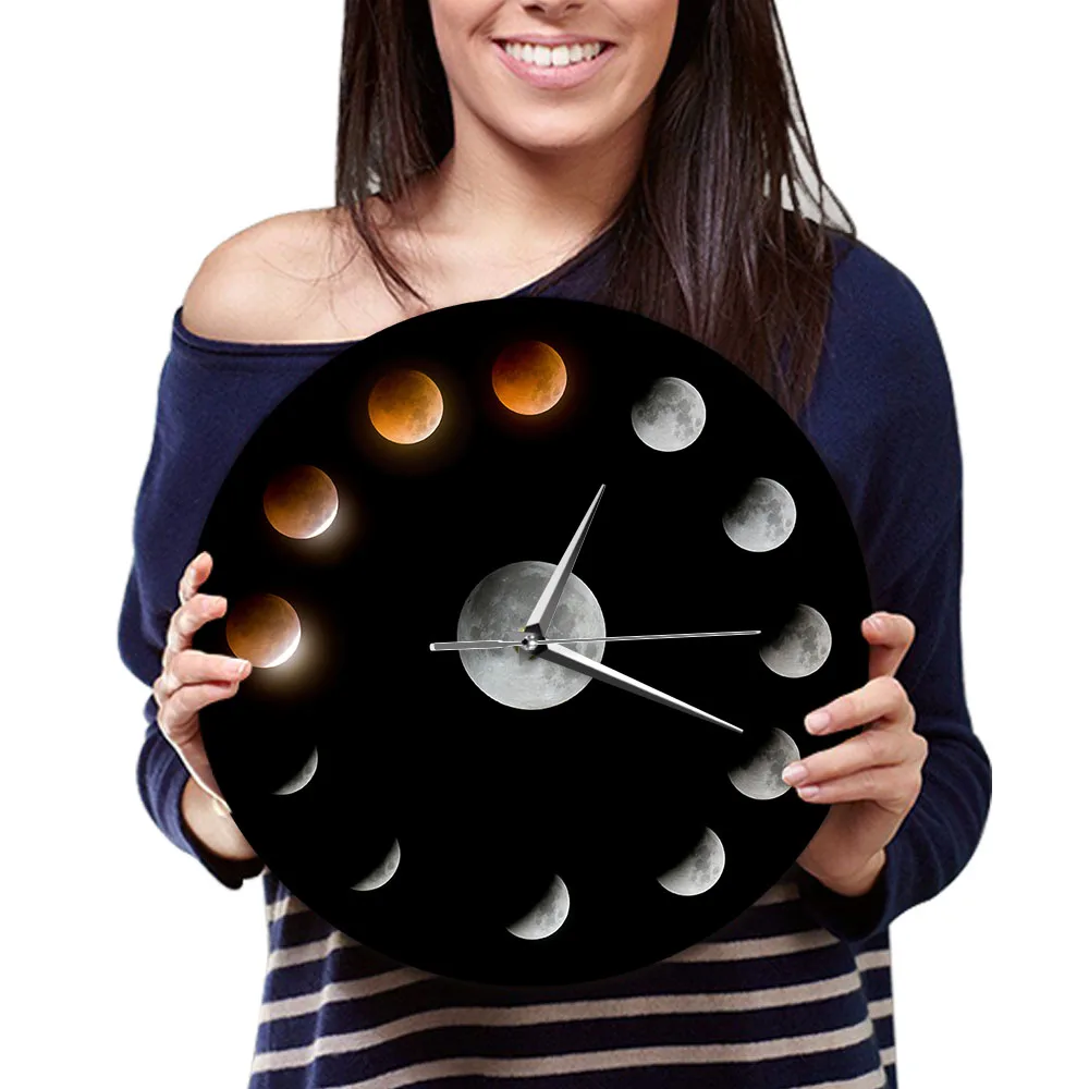 Series of Total Lunar Eclipse Moon Phases Super Moon Celestial Wall Clock Outer Space Lunar Cycle Home Decor Quiet Wall Watch Wall Clocks near me