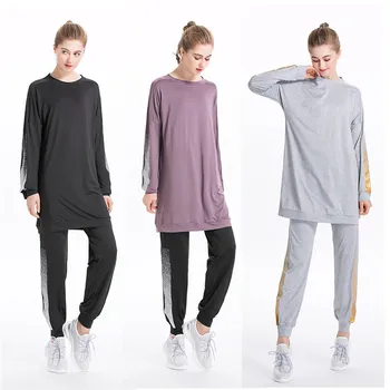 

Muslim Exercise Sweaters Middle East Arab Round Neck Sports Sweatshirt Set