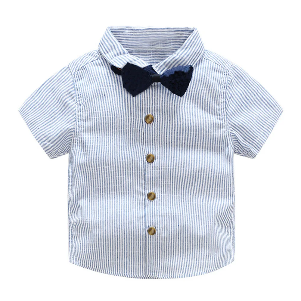 Baby Kids Summer Clothes Boys Gentleman Fashion Birthday Party Baptism Summer Boy Clothing T-Shirt+Belt Pants+Tie 3Pcs Outfits