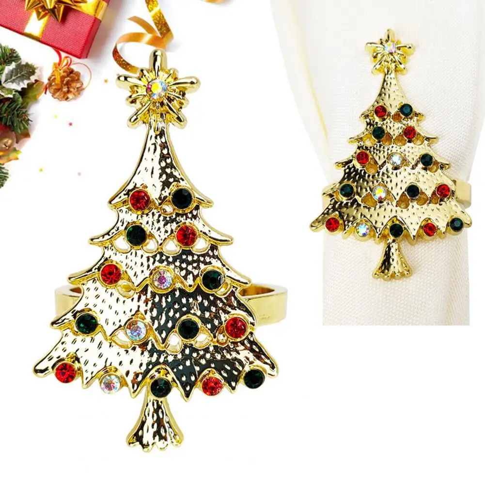 

Napkin Ring Christmas Style Exquisite Alloy Beautiful Visual Effect Napkin Holder Kitchen Party Decorative Clip Table Decoration