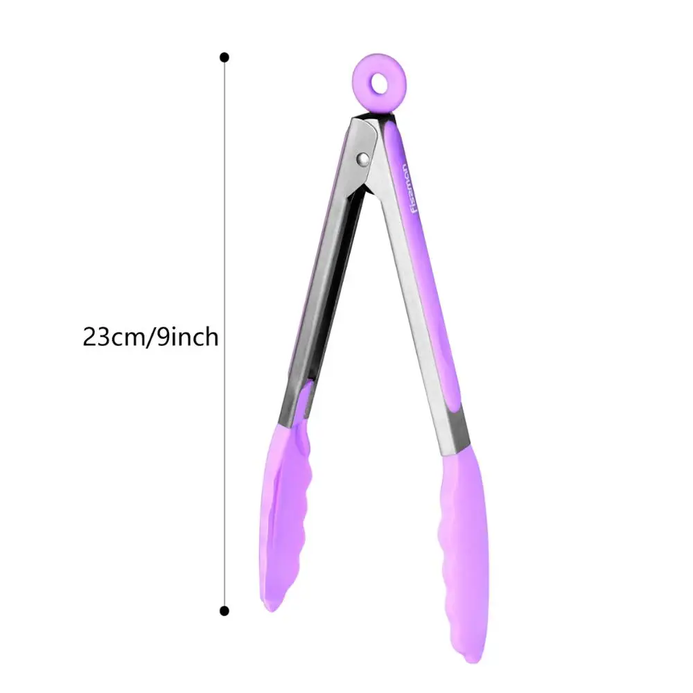 Silicona comida Tong Acero inoxidable Abrazadera para servir ensalada barbacoa cocina Tools-1pcs