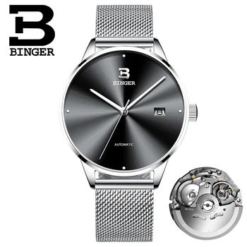 

High Quality BINGER Mens Automatic Mechanical Watches Top Brand Luxury Waterproof Watch Ultra-Thin Sport Watch Relogio Masculino