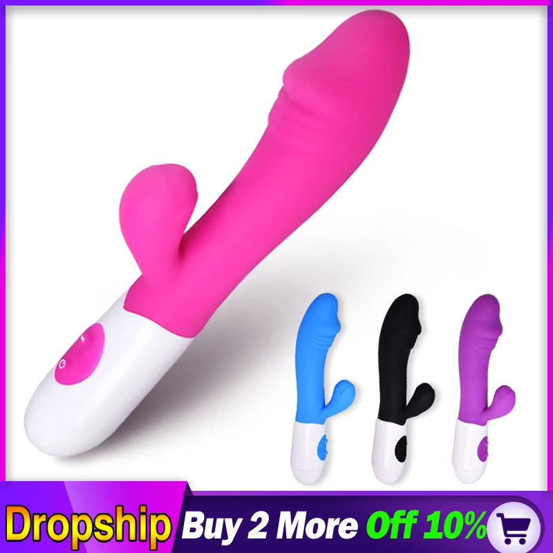 Consolador vibrador de punto G de 10 velocidades para mujer, estimulador de conejo, masajeador de clítoris, Juguetes sexuales AV femenino, masturbador Vaginal de silicona para adultos