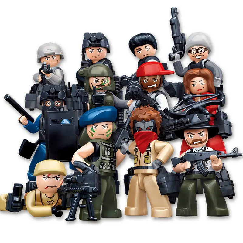 8 SWAT Police Minifig Set Compatible with Blocks Minifigs Military Figure 