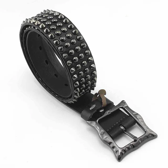 Cinturones para hombres, cinturón de cuero de trin Elegantes cinturones de  cuero genuino con tachuelas casuales