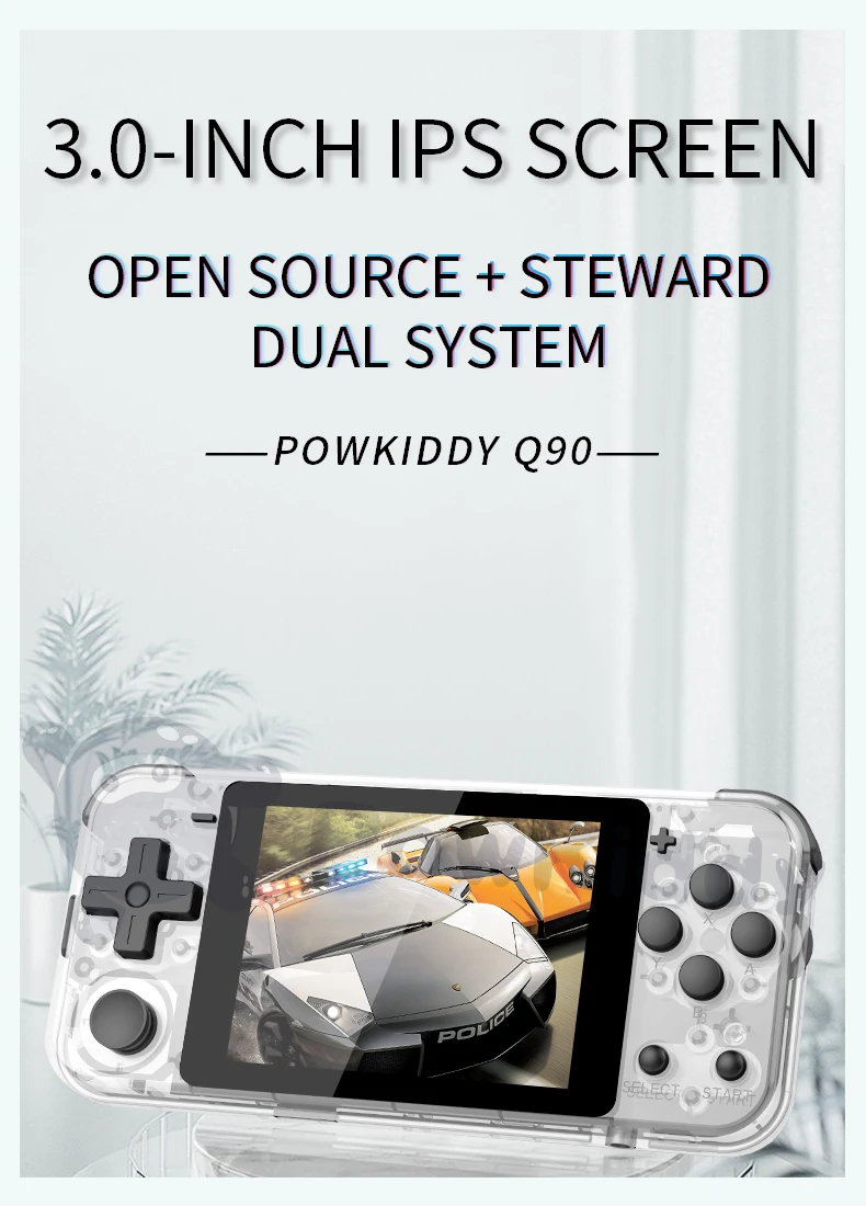 POWKIDDY Q90 открытая двойная система портативная Ретро игровая консоль " HD ips экран детский подарок 16 симулятор поддержка PS1 новая игра 3D игры