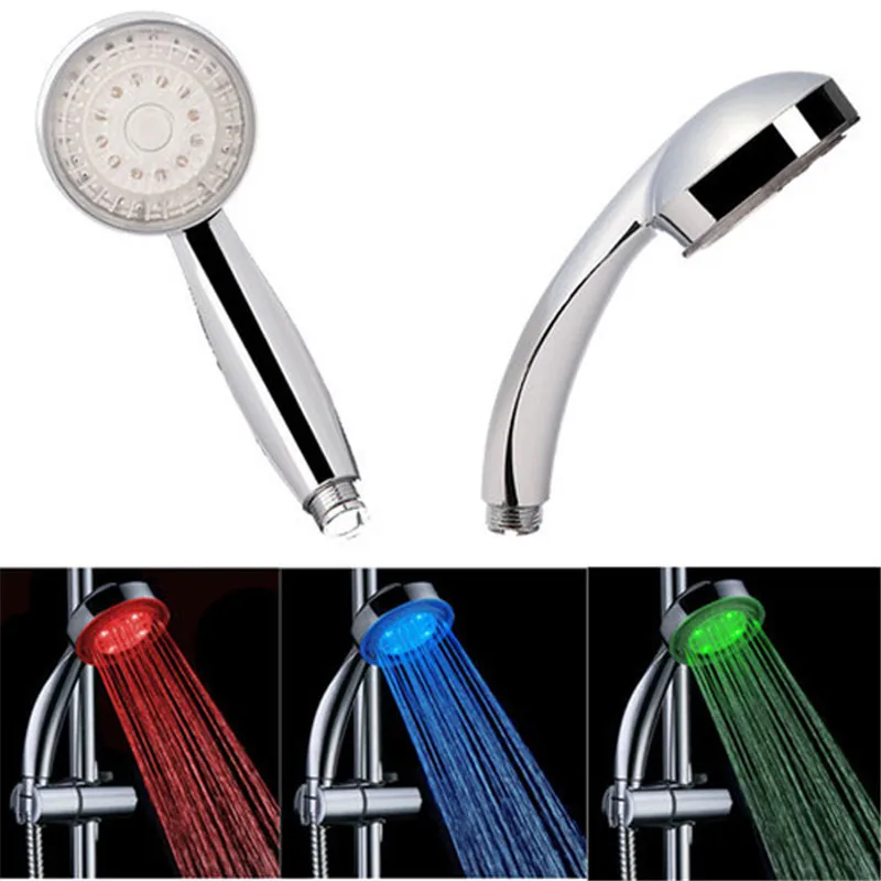 

LED Shower Head Handheld Temperature Sensor Light No Battery Bathroom Accessories pommeau de douche ducha water power Colorful