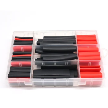 

270Pcs 3: 1 Shrink Ratio Dual Wall Heat Shrink Tubing Tube 6 Size 2 Color KIT Black Red