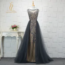 Темно-синие вечерние платья с верхней юбкой новая сексуальная прозрачная ткань на шее, открытая спина длинные официальные платья знаменитостей реальные фотографии ZD1015