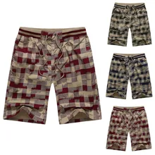 Новые модные мужские льняные шорты Летние Стильные Брендовые мужские клетчатые хлопковые Шорты повседневные пляжные шорты мужские Красные Зеленые Синие 10,21
