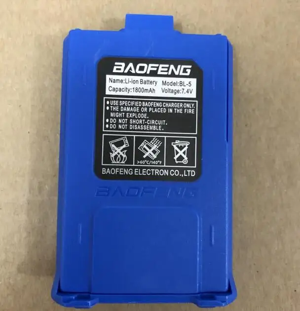 Синий Uv5r Батарея для РАДИОТЕЛЕФОНА Walkie Talkie “иди и аксессуары для Baofeng UV-5R Uv-5re UV-5ra UV-5r Батарея 1800 мА/ч, BL-5 литий-ионный аккумулятор Baofeng - Цвет: Синий