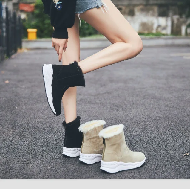 

Snow Boots Women's 2019 New Style Winter New Style Slip-on Short plus Velvet Warm Thick Bottomed Elevator WOMEN'S Shoes Cotton-p