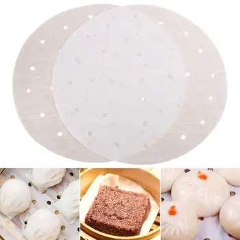 

100 Pcs Round Steamed Paper Baking Paper Barbecue Paper Silicone Oil Pizza Oven Barbecue Small Steamed Paper