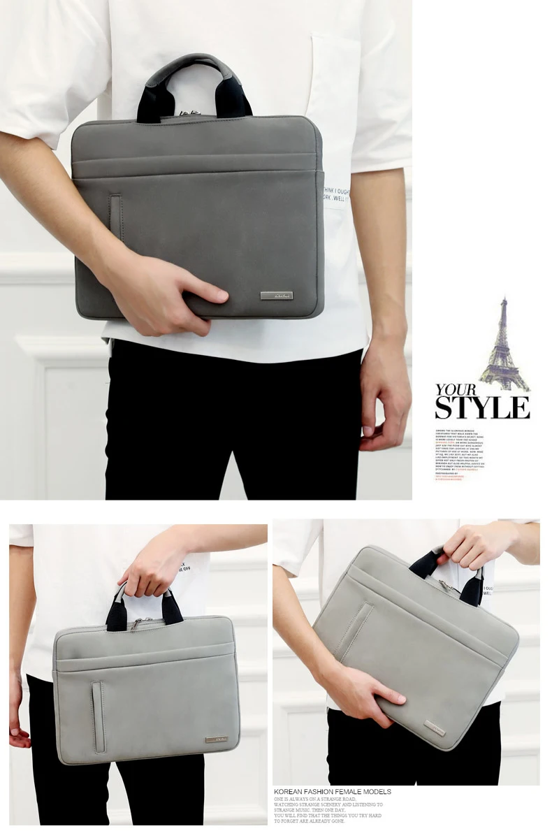 Pu Leather Laptop Bag 12 13.3 14 15.6 inch Waterproof Notebook HandBag Carry Case Sleeve For Macbook 13 Briefcase Sleeve