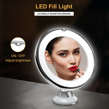 

Dropshipping led mirror makeup mirror with led light magnifying mirrors 10x vanity mirror light bathroom mirrors espejo miroir