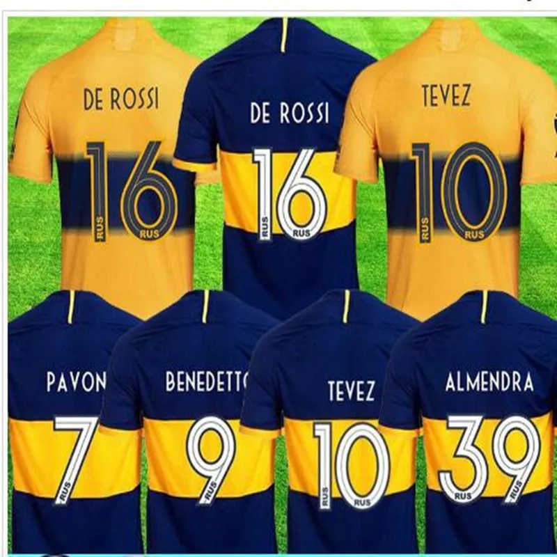 Комплект для взрослых,, Boca Juniors, футболка для футбола, домашняя, 19, 20, GAGO, OSVALDO, PEREZ DE ROSSI, TEVEZ, PAVON, JRS, Спортивная футболка для футбола