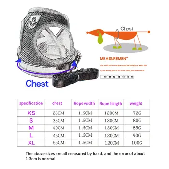Reflective Dog Harness with Leash Adjustable Pet Harnesses Vest for Small Medium Dog Soft Outdoor Breathable Puppy Chest Strap 6