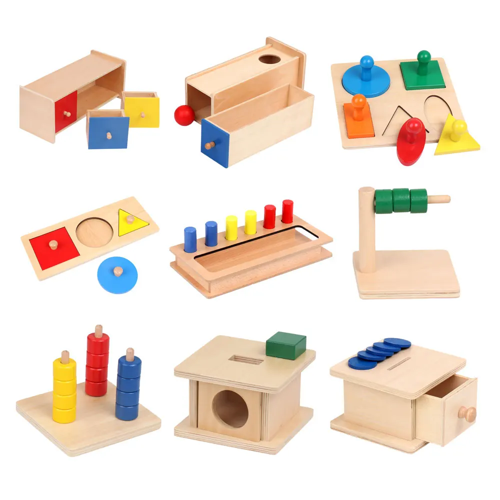 

Montessori Sensory Toys Imbucare Box With Box Coin Wooden Vertical Horizontal Discs Basic & Life Skills Toys Hand & Feet Finders