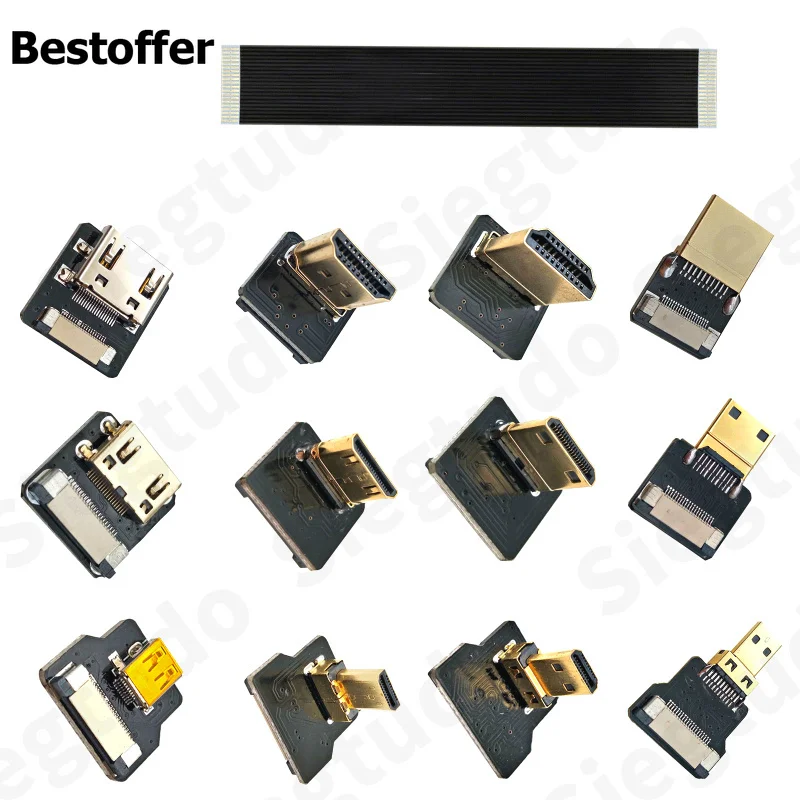 FPV Micro Mini HDMI 90-градусный угловой адаптер FPC плоский кабель шаг 20-контактный разъем |