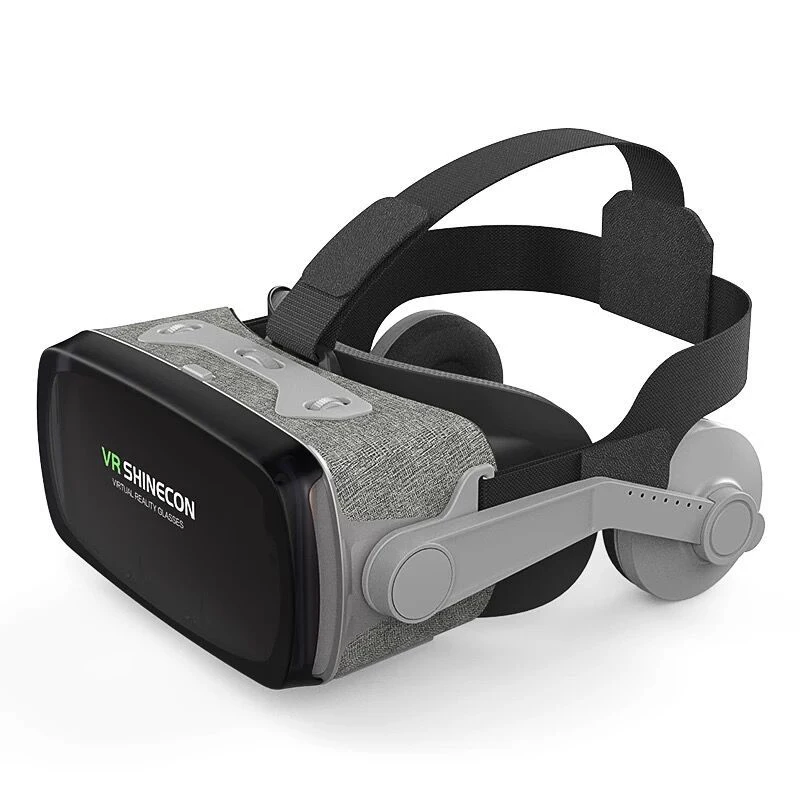 Gray VR очки 3D с наушниками просмотра фильма игры шлем виртуальной реальности коробка для iPhone huawei Xiaomi 4,"-6,0" смартфон - Цвет: Gray