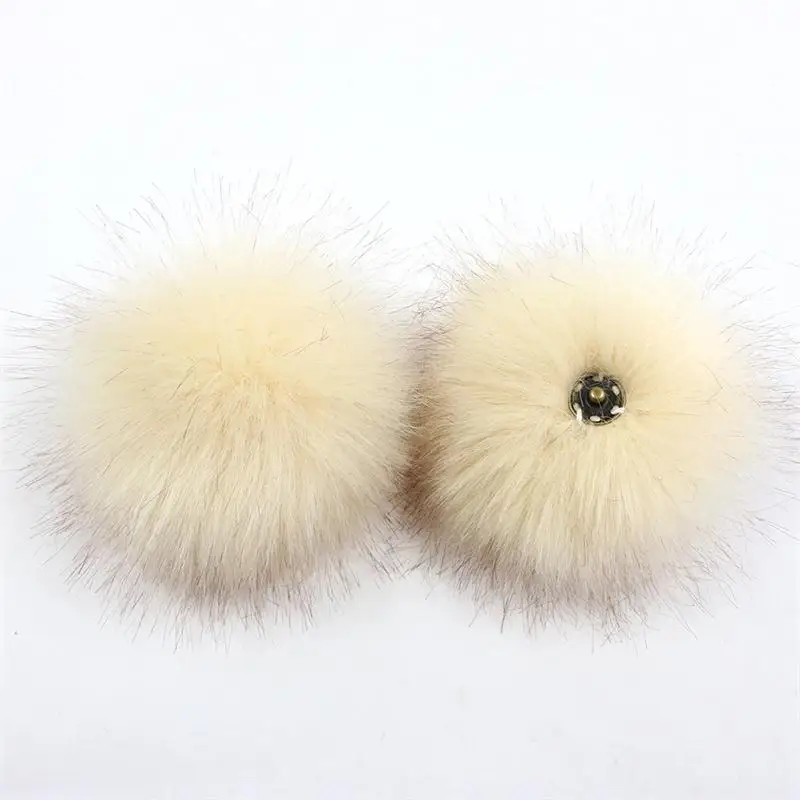 Beige 10, 12, 15 см, шапка из искусственного меха с помпонами,, аксессуары, разноцветный помпон из искусственного лисьего меха с пряжкой - Цвет: Beige
