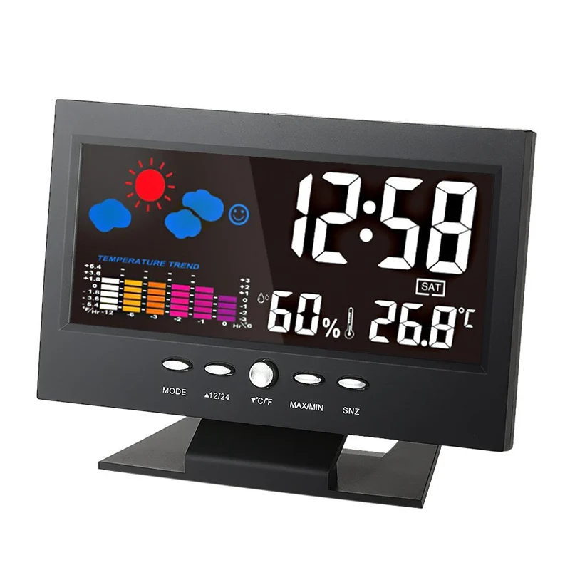 

Multifunctional LED Digital Projection Alarm Clock Loud Snooze Calendar Weather Color Display