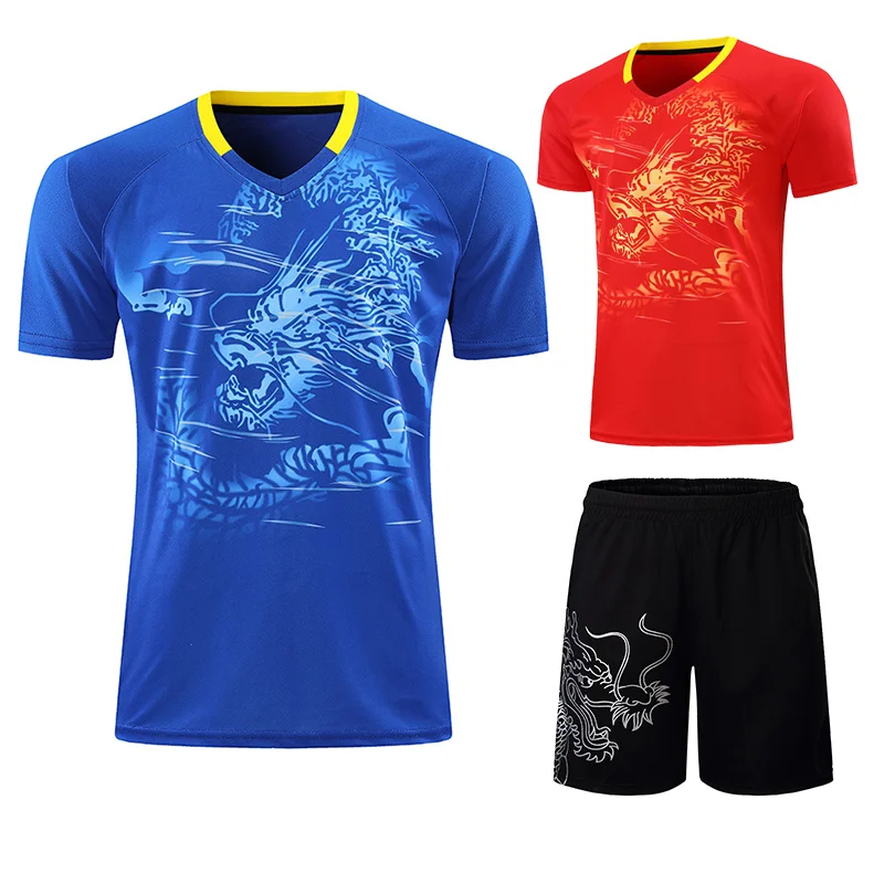 

2021 CHINA Dragon Team table tennis shirt +shorts Men / Women, pingpong shirts ,Quick Dry table tennis clothes Shirts and shorts