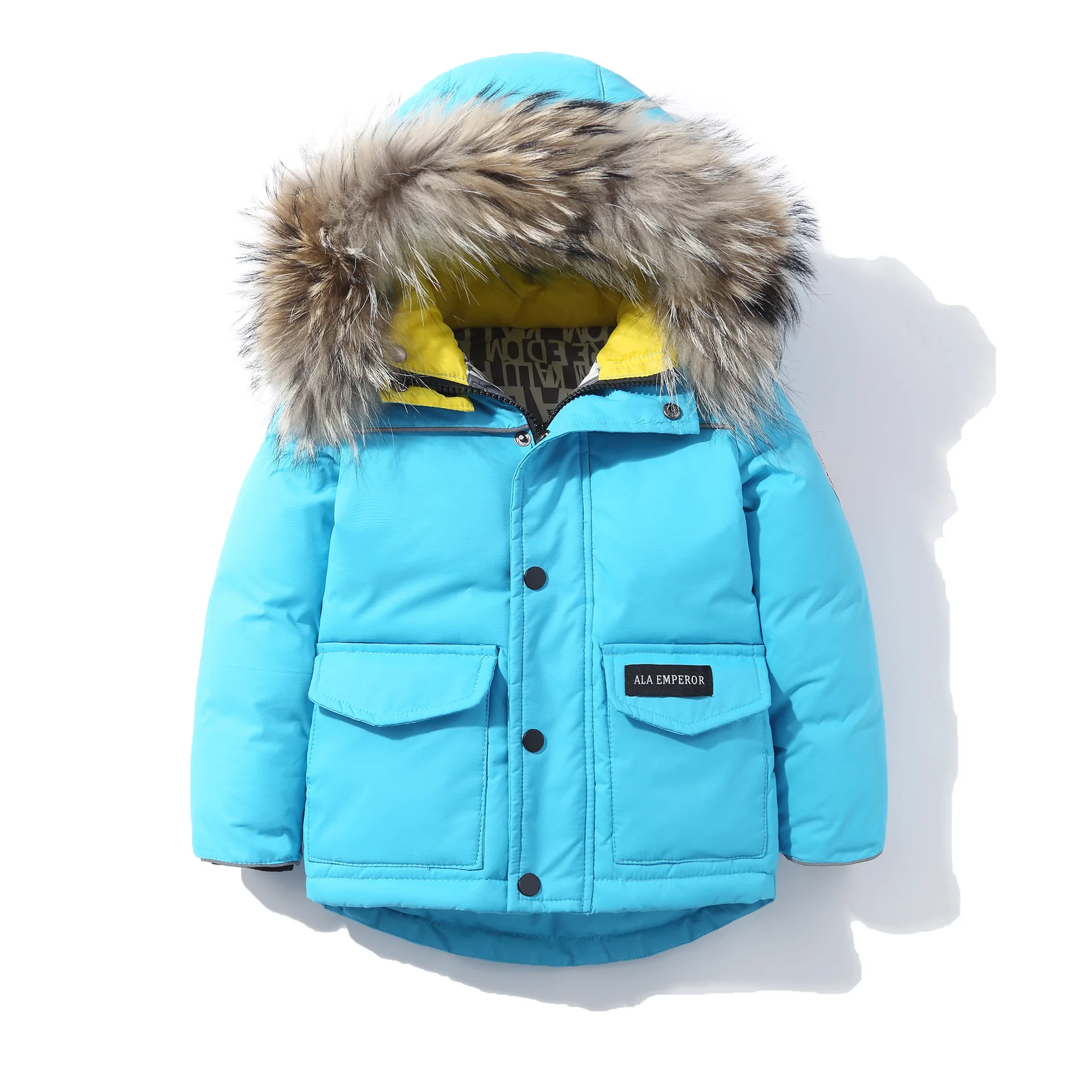 Blue 120 Cm Детский пуховик средней длины; коллекция года; Сезон Зима; стиль; детская одежда для малышей и подростков; плотная одежда для малышей - Цвет: Blue 120 Cm