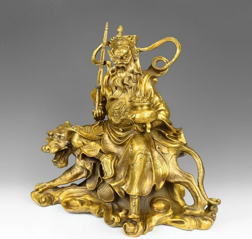 18 Китайский дракон из латуни Чжао Gongming Mammon Тигр Yuanbao сокровищница статуя