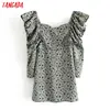 Cheap Tangada fashion women flowers print mini dress backless puff long sleeve ladies vintage short dress vestidos 3H255 4000748594371