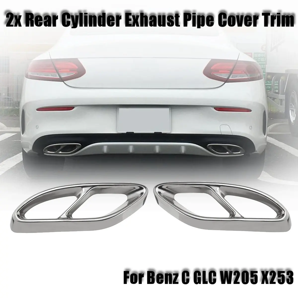 

Hot Sale Car Auto Rear Dual Exhaust Pipe Stick Cover For Benz C GLC GLS W213 W205 W246 W176 2015-2017 Car Accessories