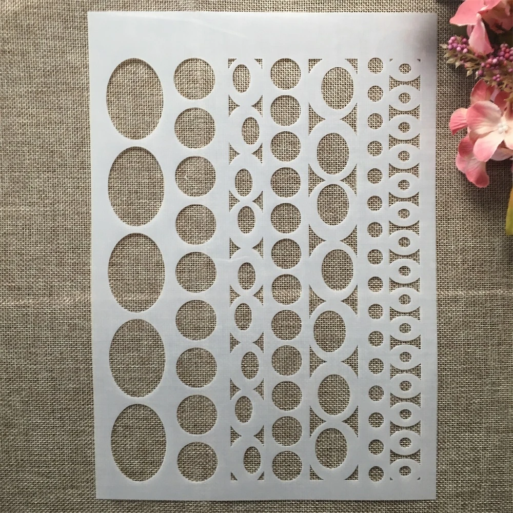 

A4 29cm Round Dot Oval Line Geometry DIY Layering Stencils Wall Painting Scrapbook Coloring Embossing Album Decorative Template
