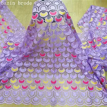 

high quality 5yards white gold African Swiss cotton voile lace fabric with neat embroidery plus chiffon lace! 27L062707