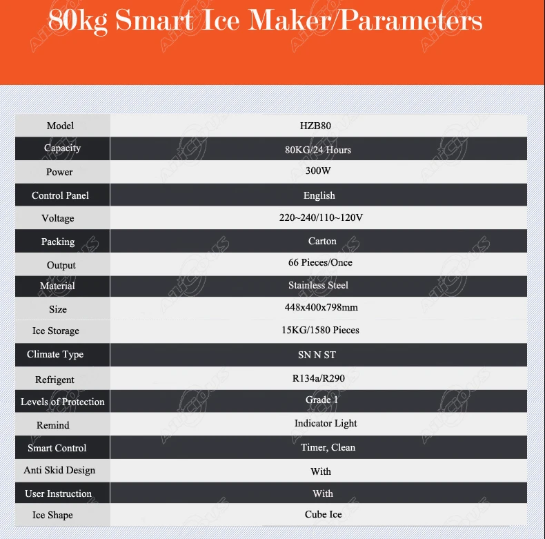 HZB80 Электрический автоматический коммерческий льдогенератор 220 В 110 в 80 кг/24 ч льдогенератор