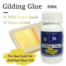 Cola de gilding 100ml/60ml para a folha de folha de ouro cola à base de água para folhas de folha de ouro esparadrapo de gilding para a folha de ouro real 24k