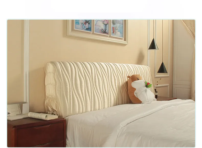 Чехол на спинку кровати ткань стеганая Современная Минималистичная кровать крышка кожаная кровать все включено пылезащитный чехол мягкий чехол - Цвет: warm white