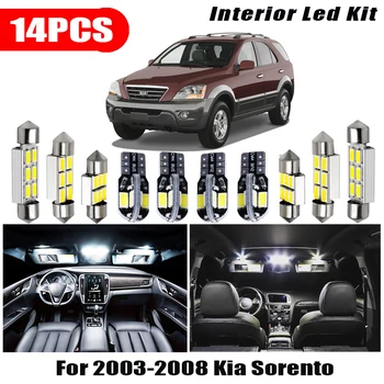 

14pcs Car Accessories White Interior LED Light Bulbs Package Kit For 2003-2008 Kia Sorento T10 31MM 39MM Map Dome Trunk Lamp