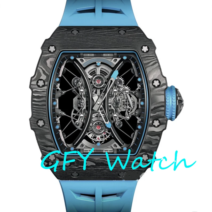 Men's manual mechanical watch RM53-01 1:1 KV factory movement sapphire glass mirror rubber strap | Наручные часы
