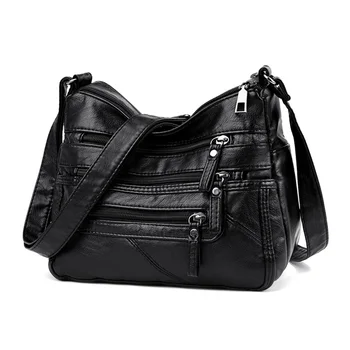 Fashion Solid Crossbody Bag Casual Women PU Shopping Street Shoulder Bags Large Capacity Multi-zipper Mother Top-handle Handbag 1