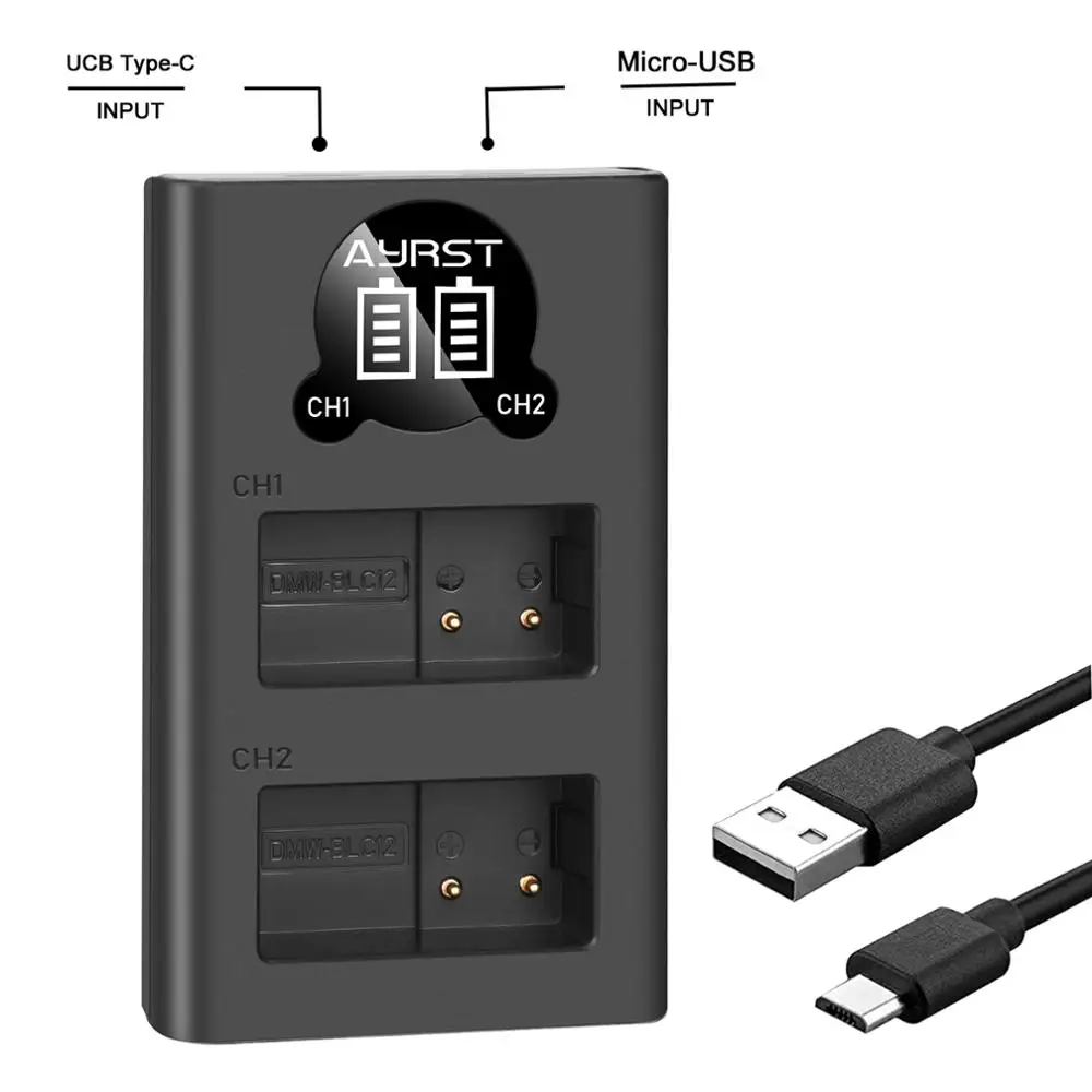 Dmw-Blc12 Dmw-Blc12E Blc12Gk Blc12Pp Batteria Caricabatterie Per Panasonic Lumix Dmc-Dmc-Fz1000 Fz2000 Dmc-G5 G6 G7 Gx8 G85 Gh2