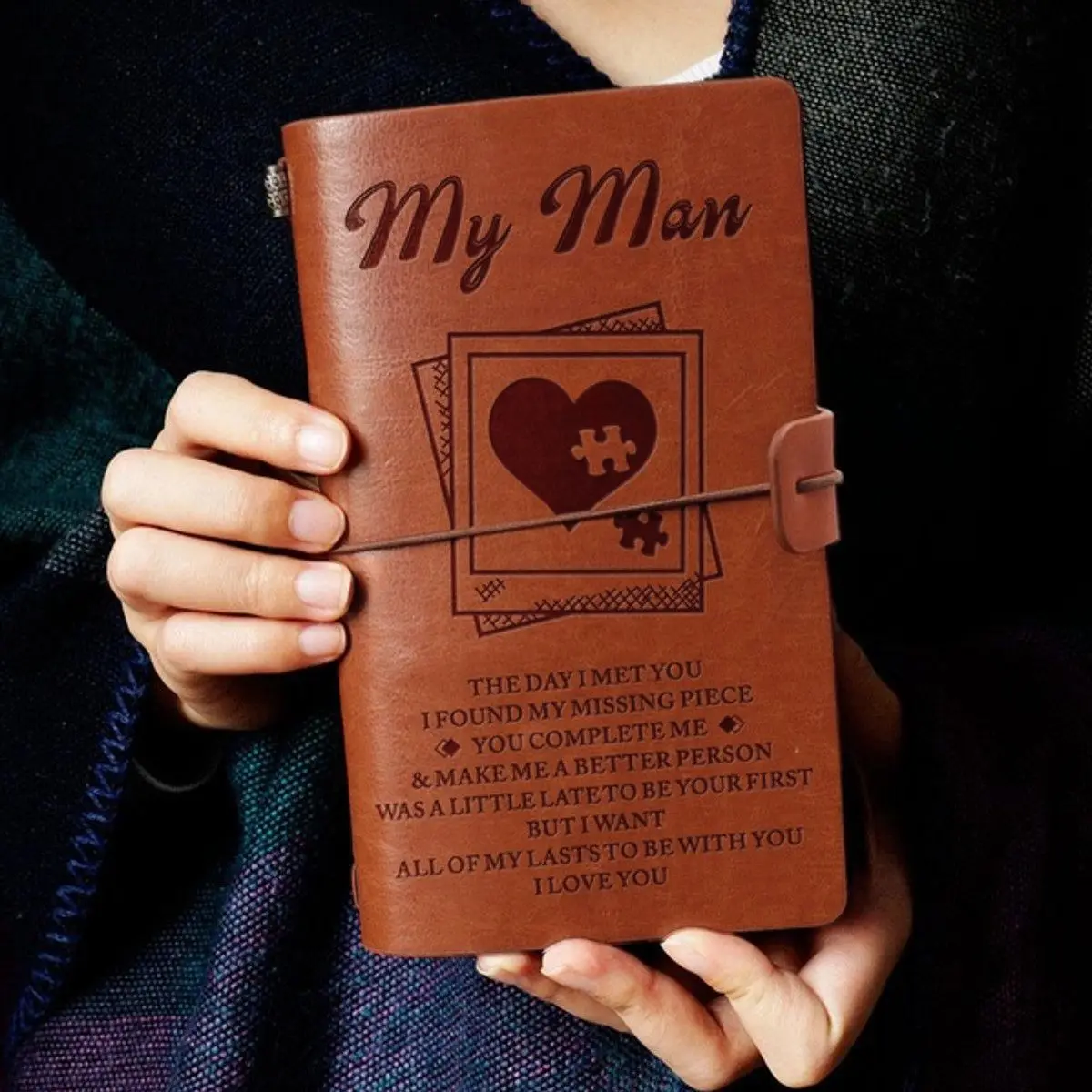 

3 Types Engraved Leather Journal Notebook Diary To My Son/My Man/My Wife Engraved Notebook Diary 20x12cm New