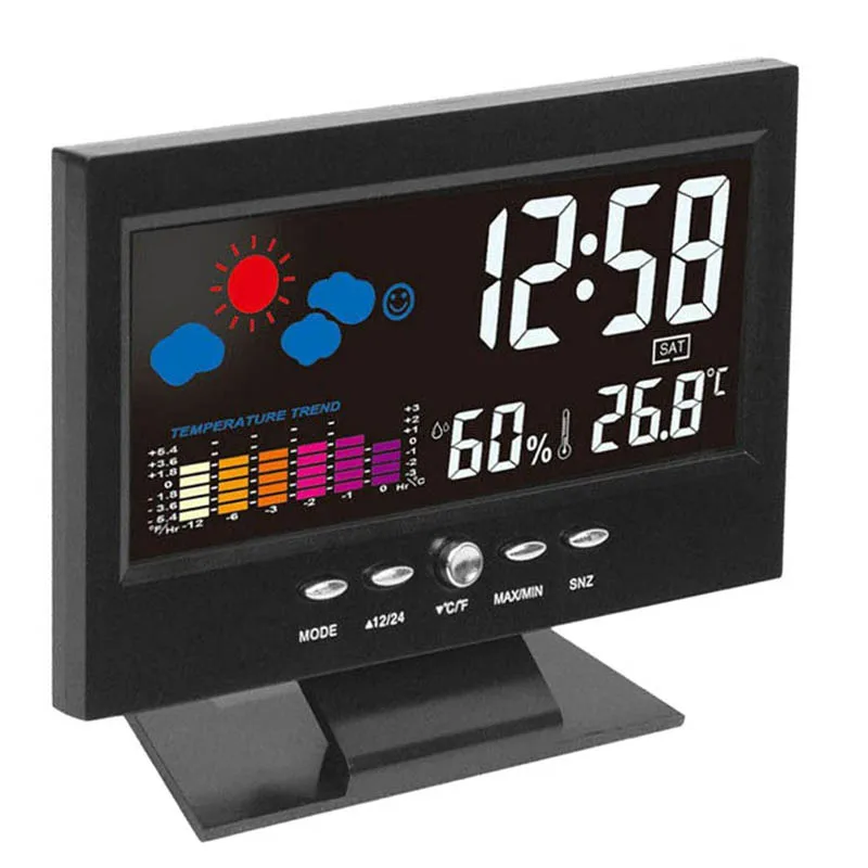 Цифровой термометр с большим LCD гигрометр Температура влажности настольные часы с погодой многофункциональная Погодный календарь часового пояса