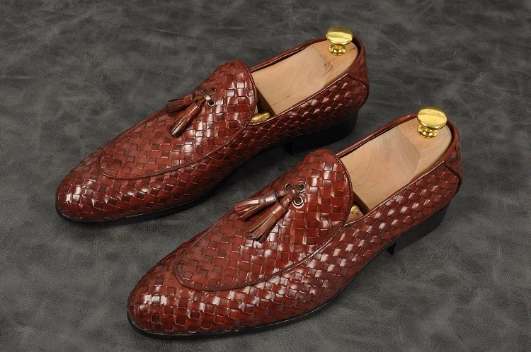 

Tassel Handmade Dress Oxfords Work Business Office Formal Italian Leather Shoes For Man NEW slip on pointed toe shoes