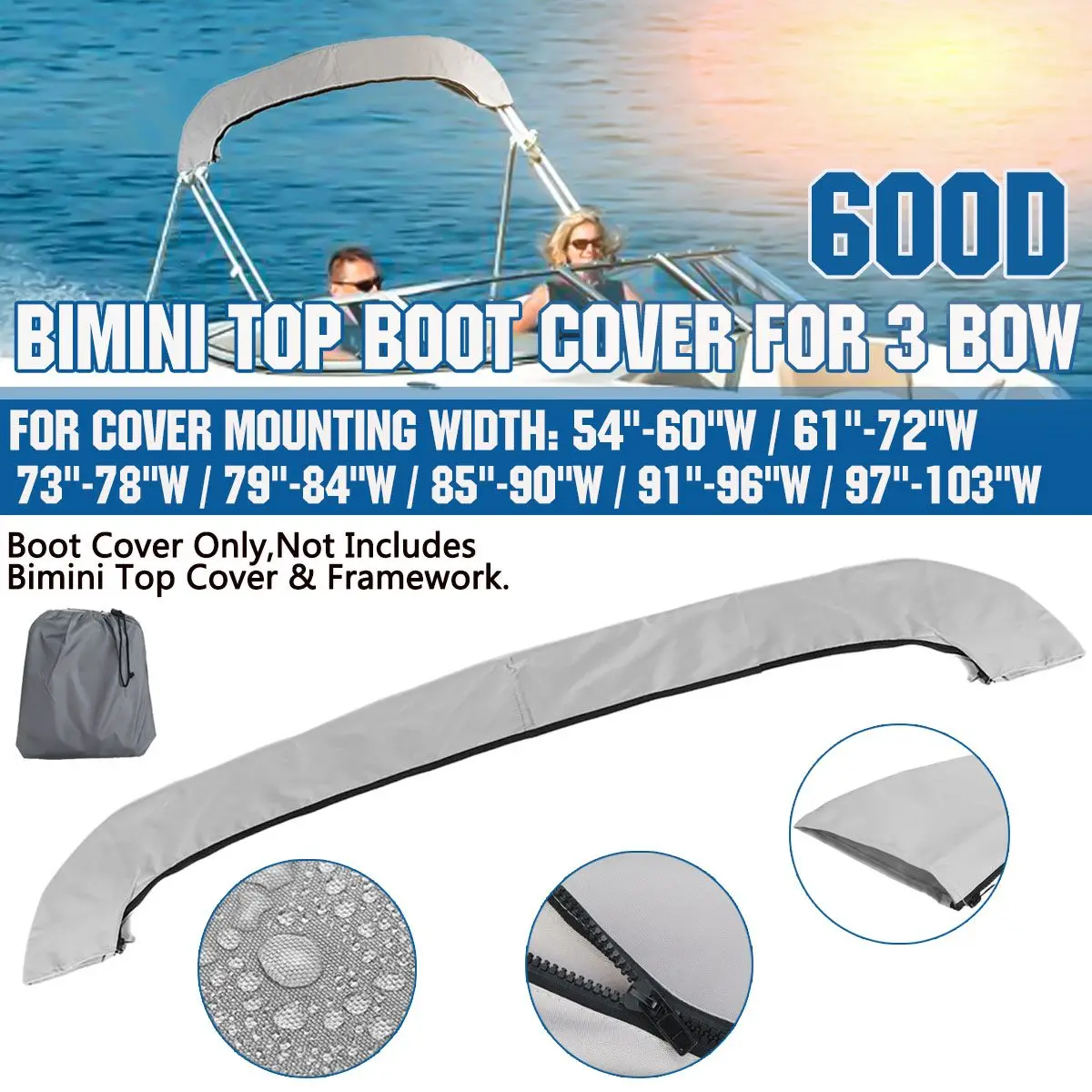 Водонепроницаемая трехлучевая крышка багажника 600D Bimini без рамки чехол для яхты