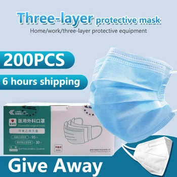 

100PCS 3 Layer Nonwove Ply Filter Disposable Surgical Mask Mouth Face Mask Anti Dust Meltblown Earloop Surgical Medical Mask
