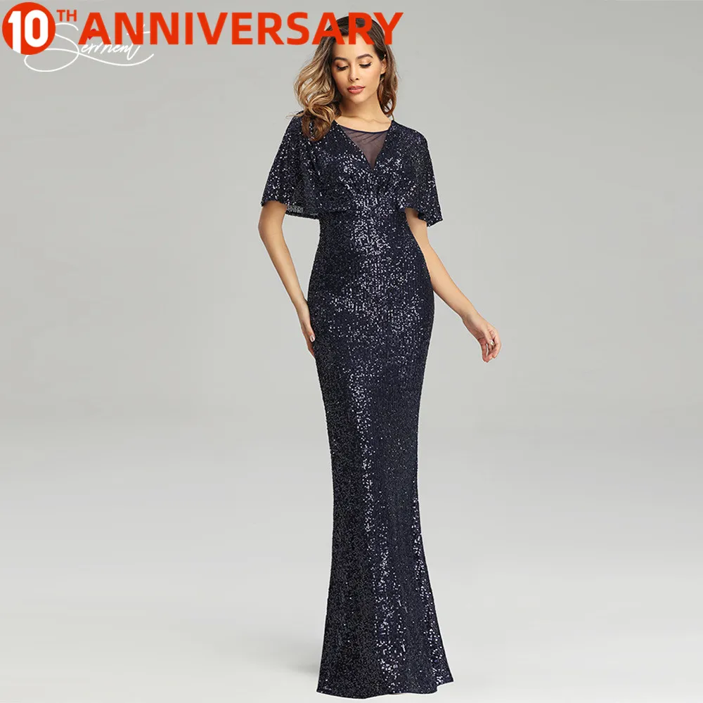

Spring Summer Multicolor Ruffle Sleeve Lotus Leaf Sleeves O-neck High Waist Sexy Banquet Mermaid Formal