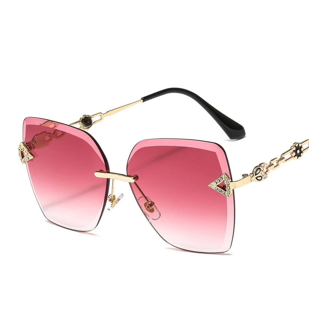 Gold frame red Новые бескаркасные женские солнцезащитные очки с лисой головой, окаймленные океанские солнечные очки, элегантные модные очки для путешествий и фотосъемки - Цвет линз: Gold frame red
