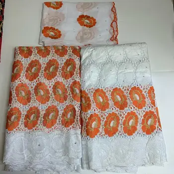 

XIUYSAI 2.5+2.5+2 Yards Dry Laces With Bazin Fabrics 2020 High Quality Guinea African Swiss Voile Lace In Switzerland SK626