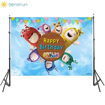 

Sensfun 2020 New Birthday Background Oddbods Kids Party Photographic Backdrop Blue Sky Wooden Board Photo Studio Vinyl Photocall